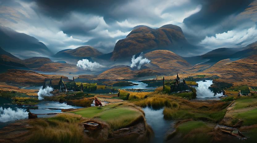 Scotland Oil Painting in Detailed Matte Style