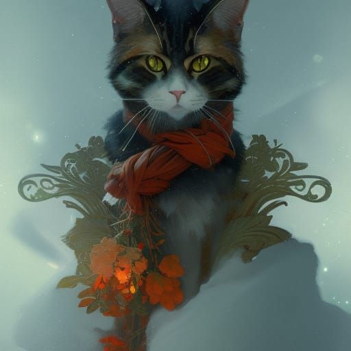 Hyperdetailed Yule Cat Concept Art in 8K