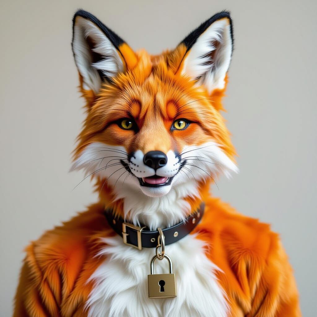 Man in Latex Fox Costume, Studio Portrait