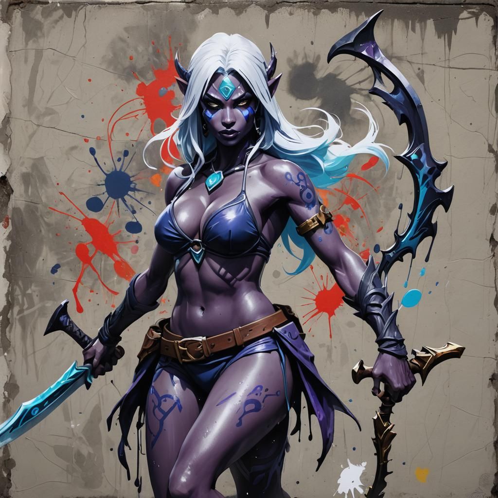 Dota 2 Drow Ranger Bikini Graffiti Art