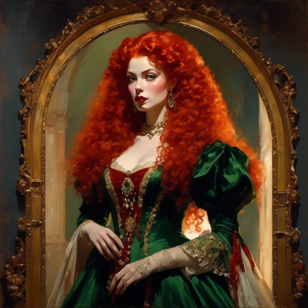 Bride of Dracula in Victorian Watercolor Style