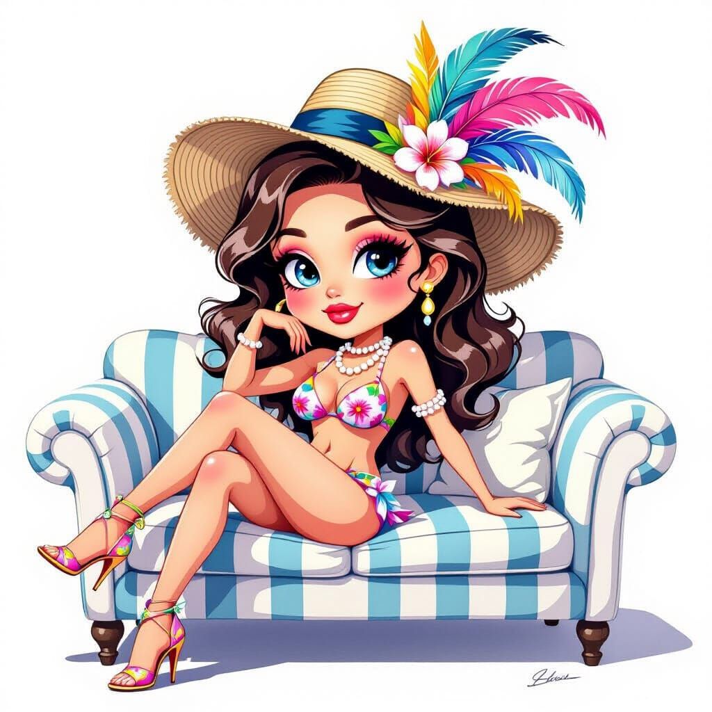 Watercolor Portrait of a Beautiful Young Woman