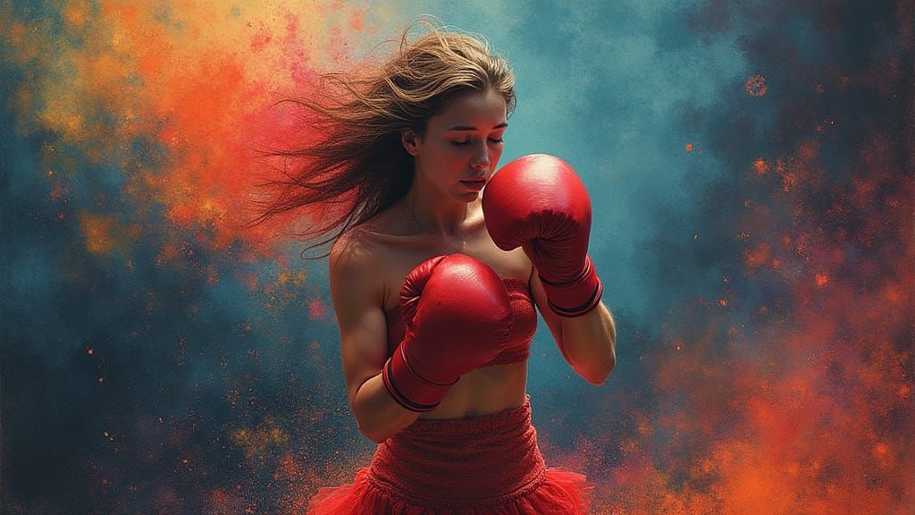 Dynamic Boxing Beauty in Vivid Colors
