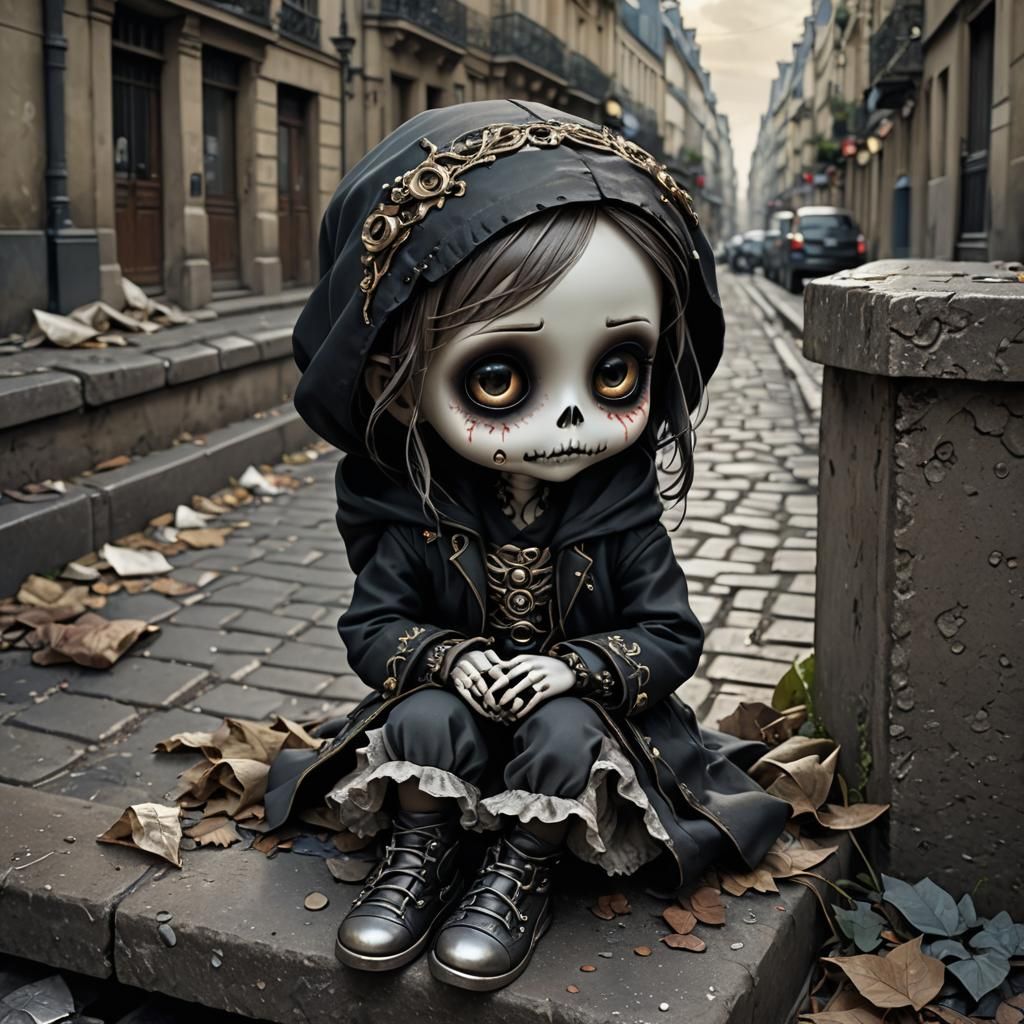 Chibi Skeleton Doll in Paris Gutter