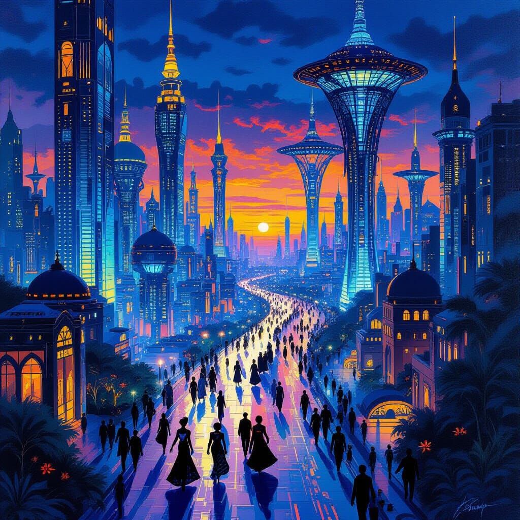 Africanfuturist Opera Cityscape at Twilight