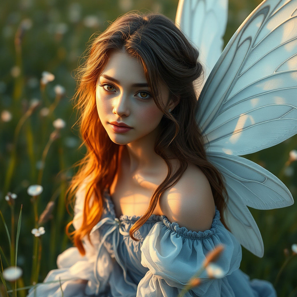 Ethereal Fairy in Meadow: Matte Painting Concept Art