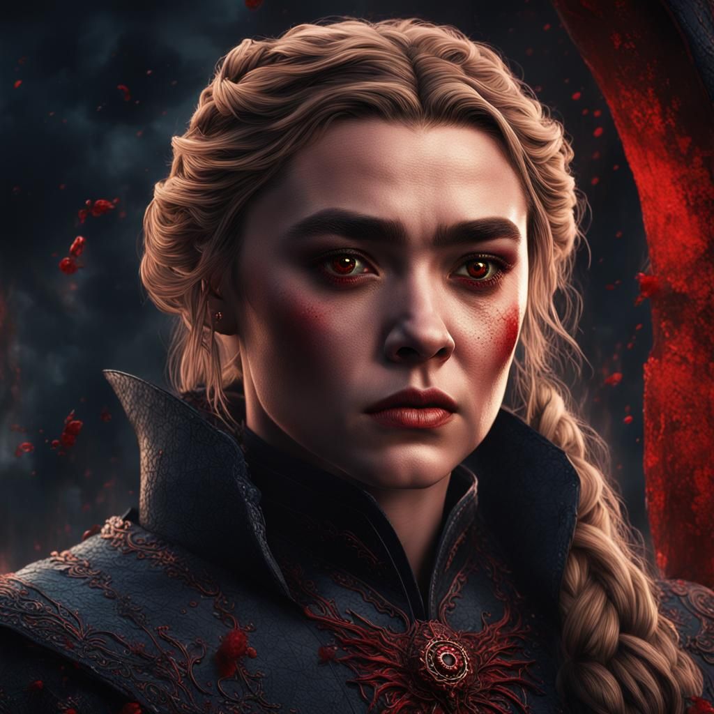 florence pugh as a vampire, red eyes - twilight challenge
