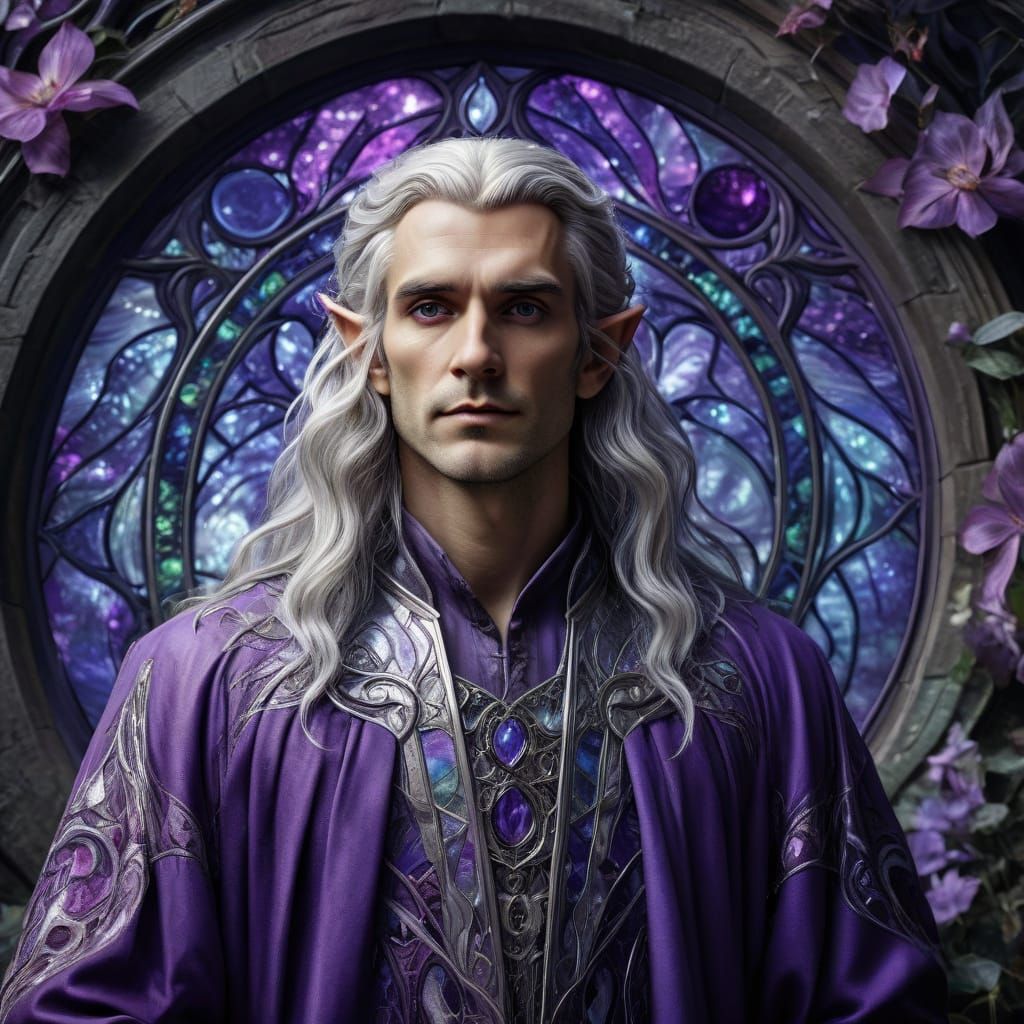 Ethereal Fantasy Elf in Dreamy Art Nouveau Garden