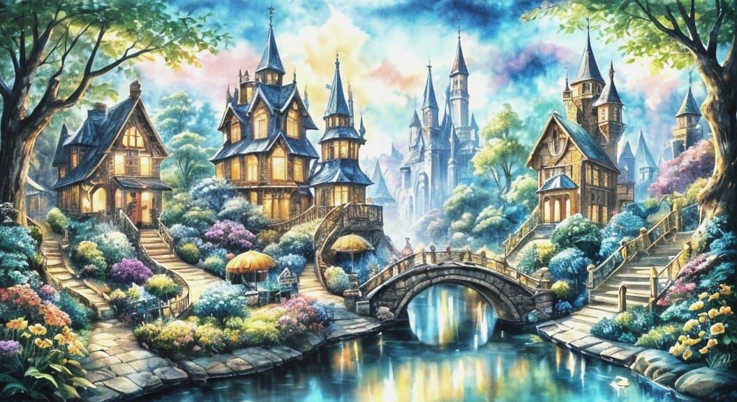 Enchanting Kidcore Art in Whimsical Watercolor Style