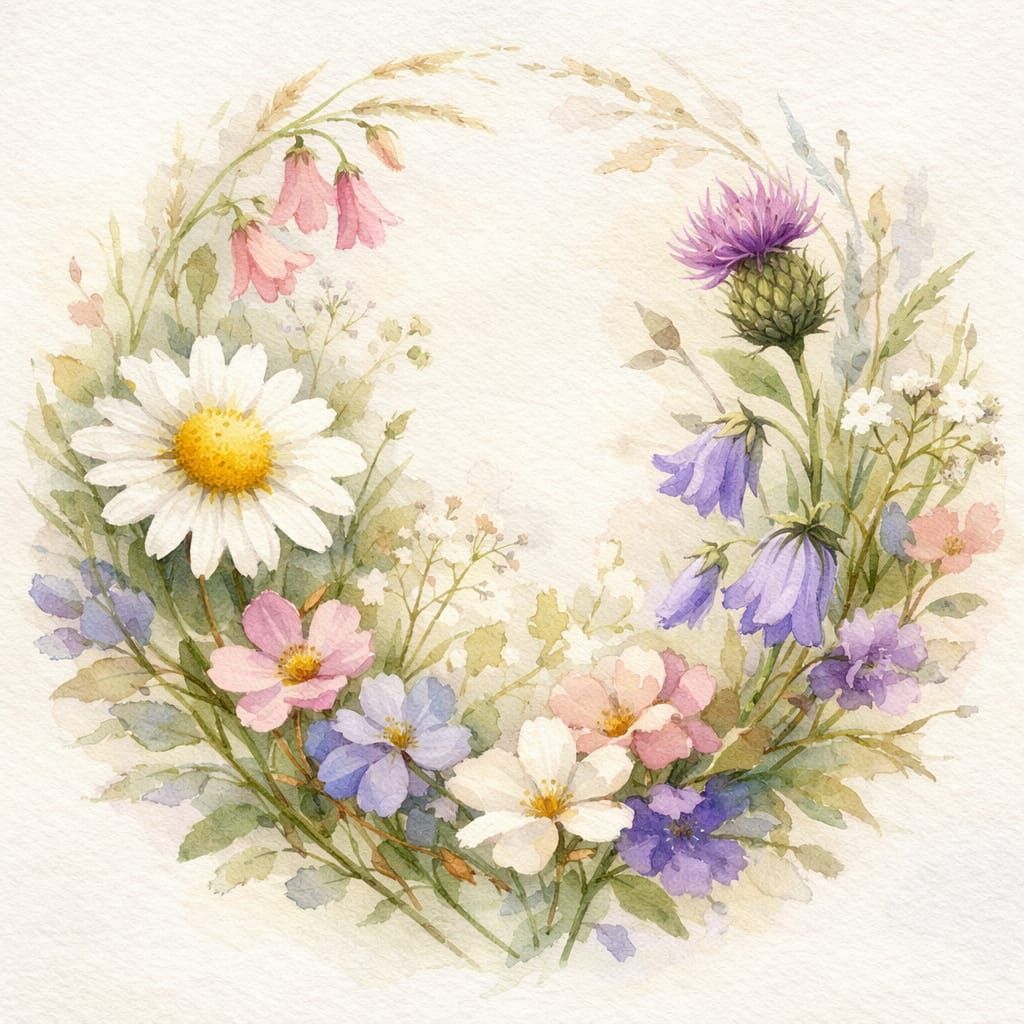 Watercolor Wildflower Bouquet in Ethereal Light