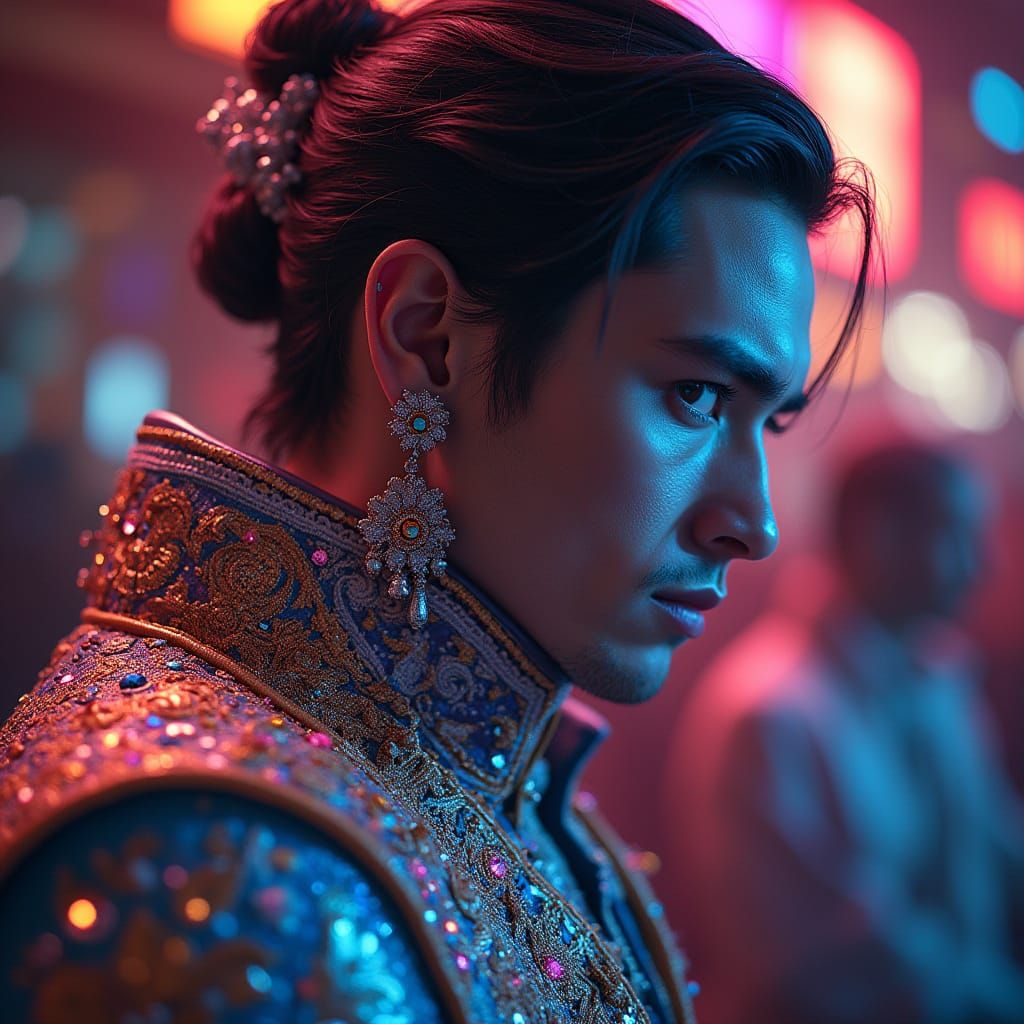 Ornate Gentleman in Hyperrealistic Futuristic Style