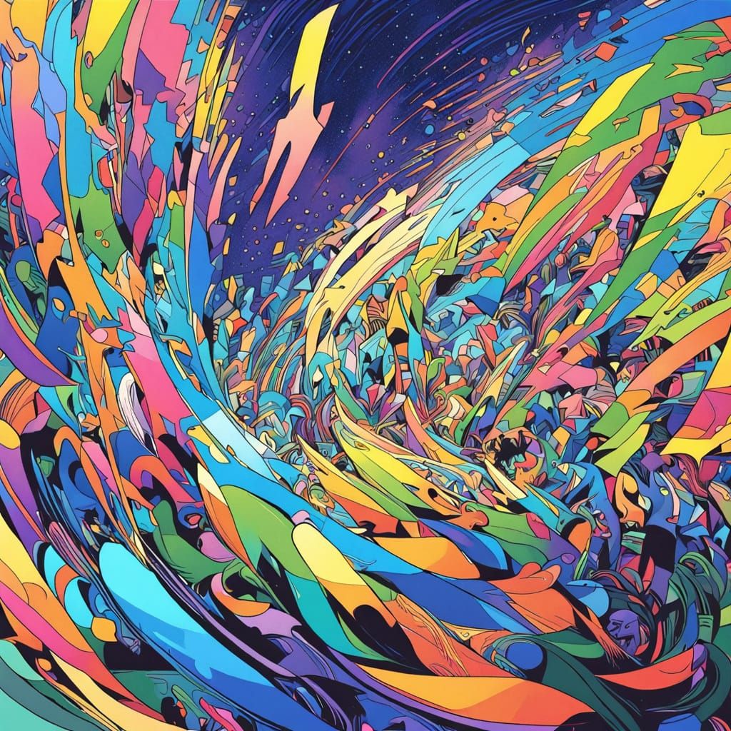 Anime Woman with Zentangle Patterns in Comic Book Style