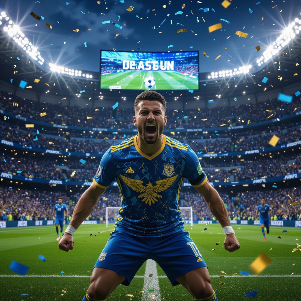 Cinematic Football Stadium Crowd Roaring at Match