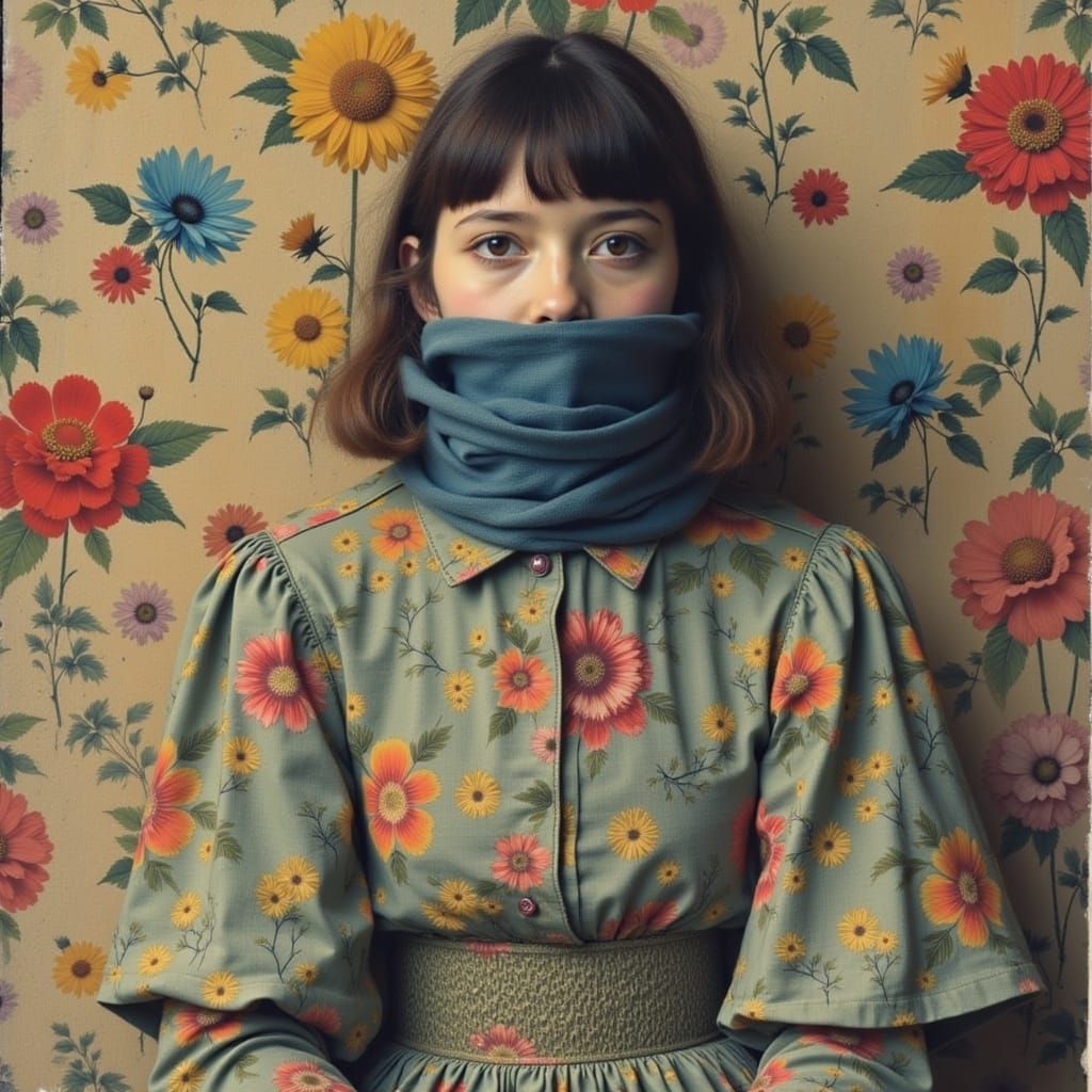 Floral Portrait in Style of Takashi Murakami