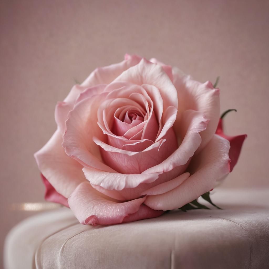 Macro Rose on Velvet Pedestal in Pastel Shades