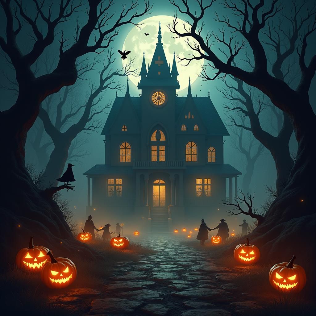 Mystical Gothic Halloween Flyer as Digital Painting