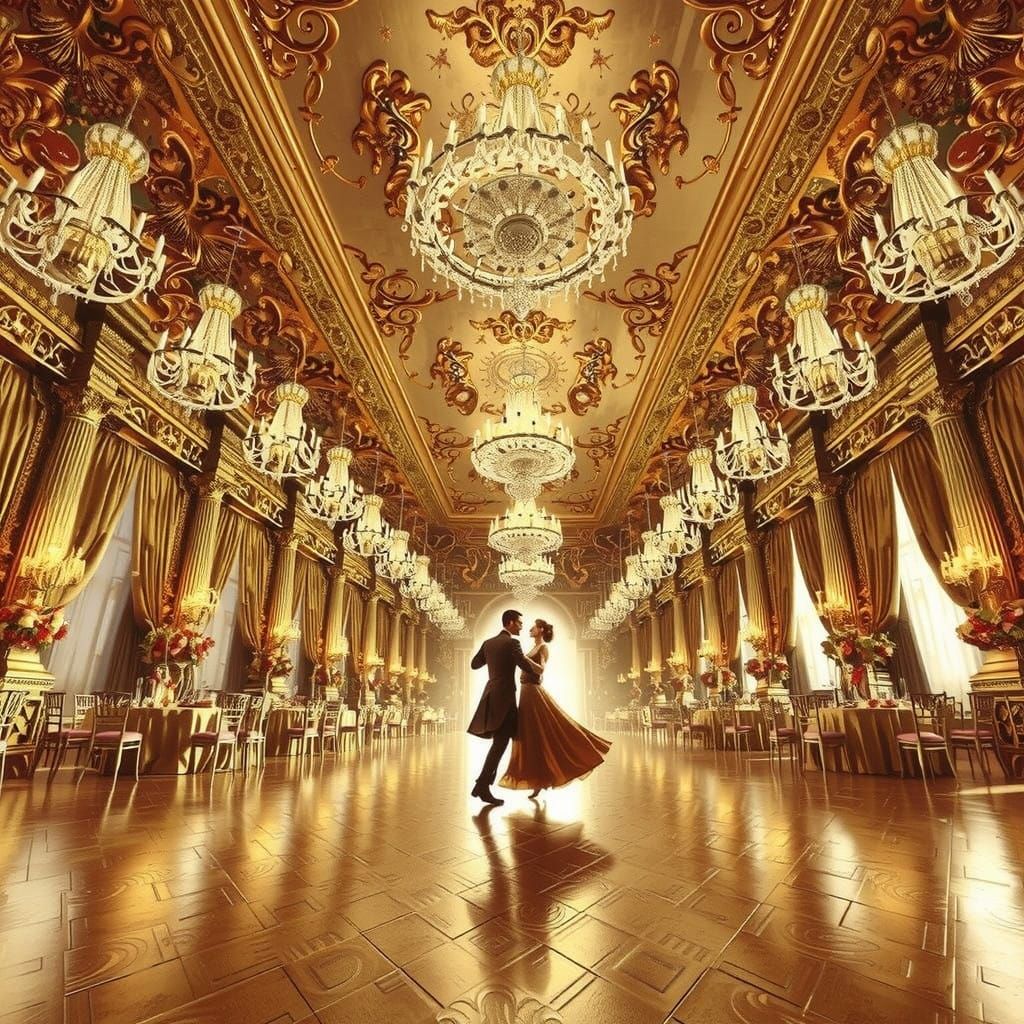 Luxurious Golden Ballroom in Opulent Style