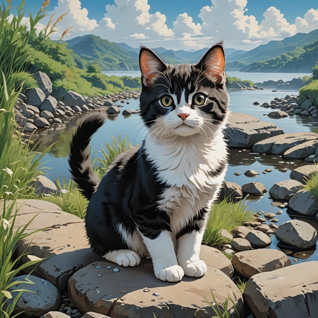 Kitten in Miyazaki Hayao Style, Studio Ghibli Art