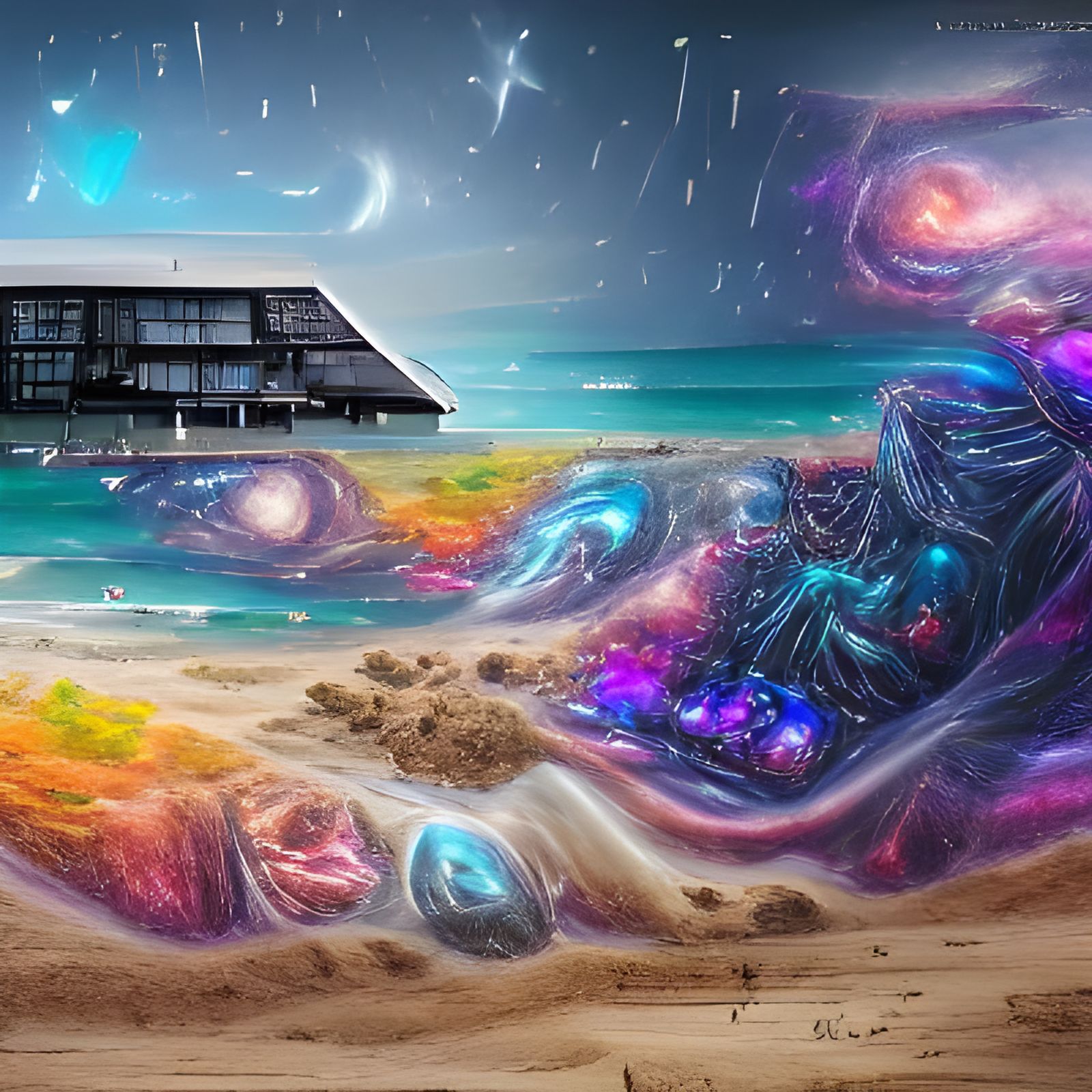 a magnificent beach house in the center of the galaxy