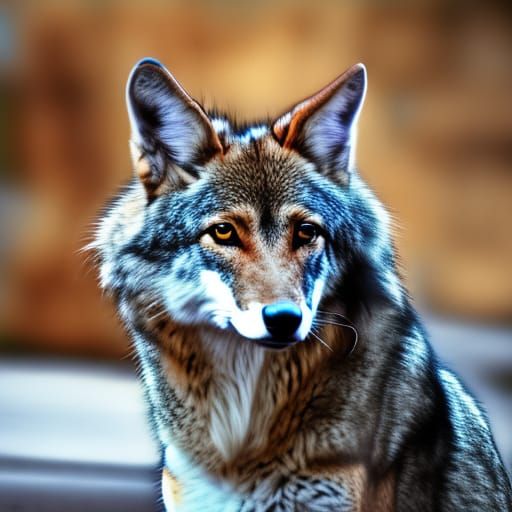 Girl with Coyote, Shepherd and Calico Cat