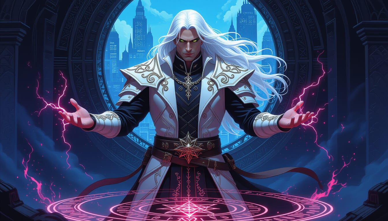 Sorcerer's Portal to a Modern City: Gothic Fantasy