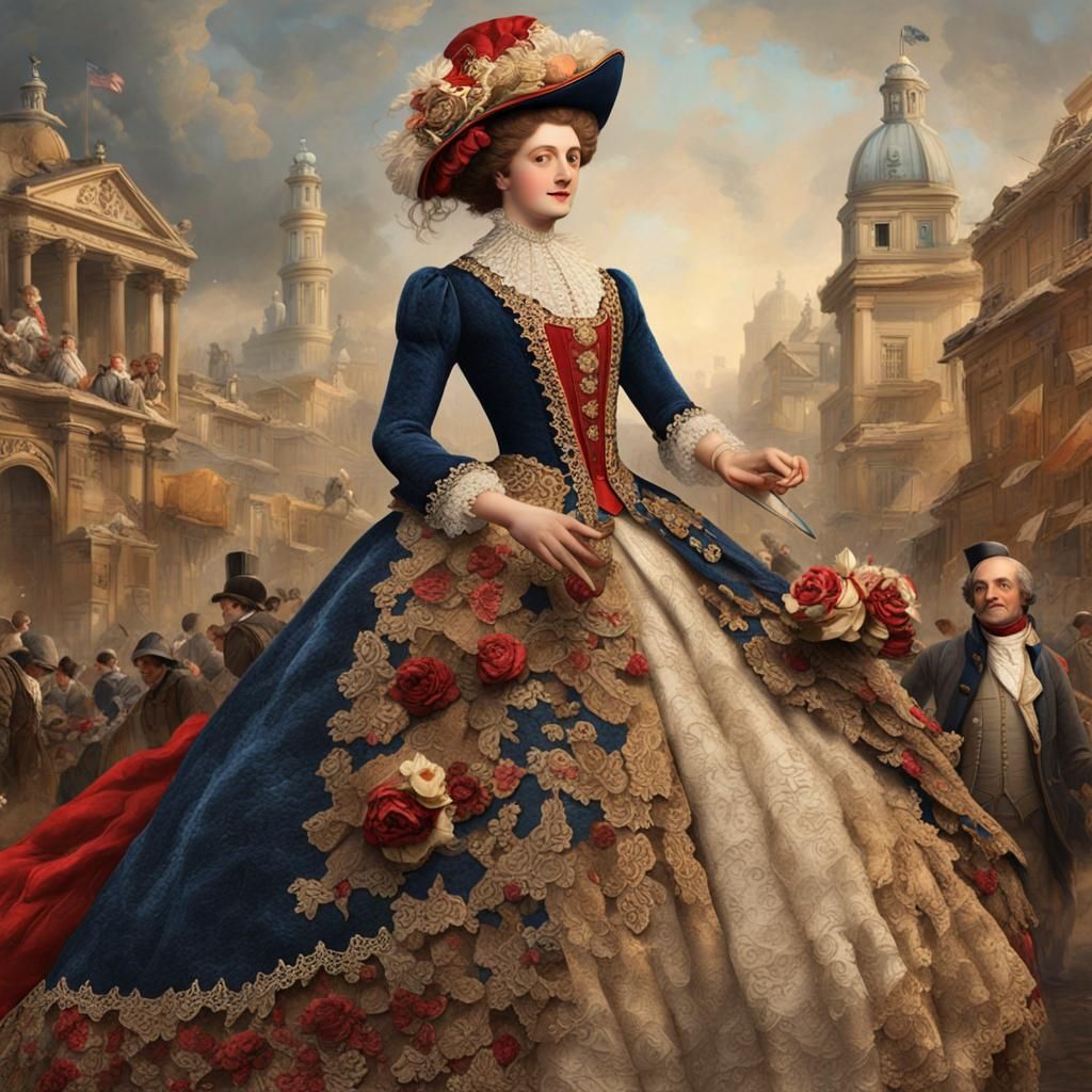 French revolution woman, ready for self defense