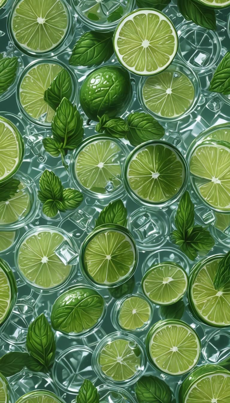 Mojito Lime Wedges in Sorayama Sci-Fi Style