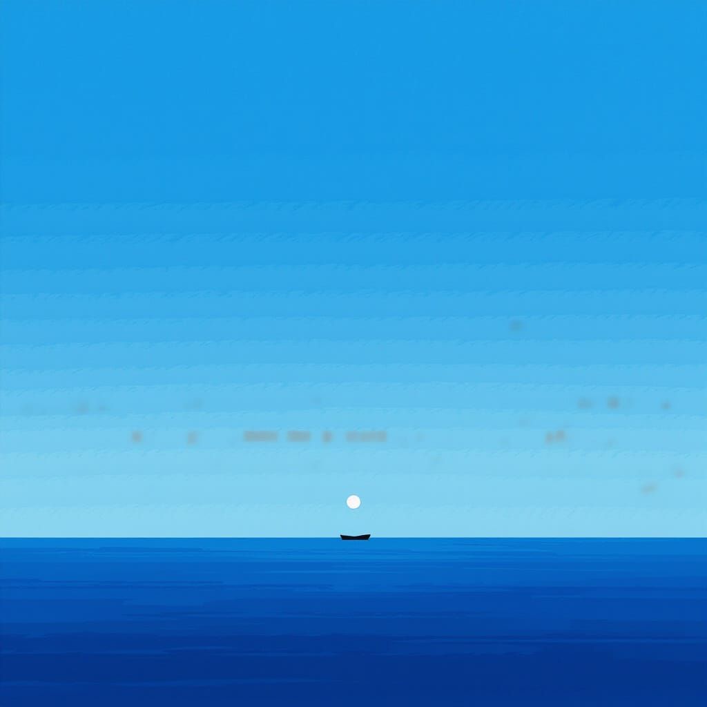 Minimalist Landscape with Cerulean and Ultramarine Hues