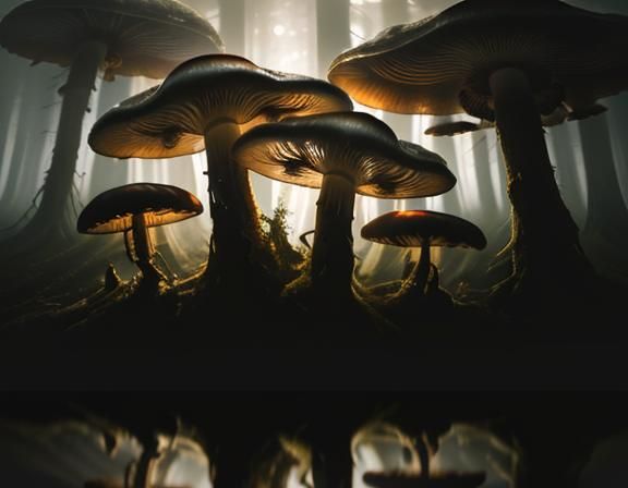 Misty Forest: Jellyfish and Toadstools in Digital Matte Pain...