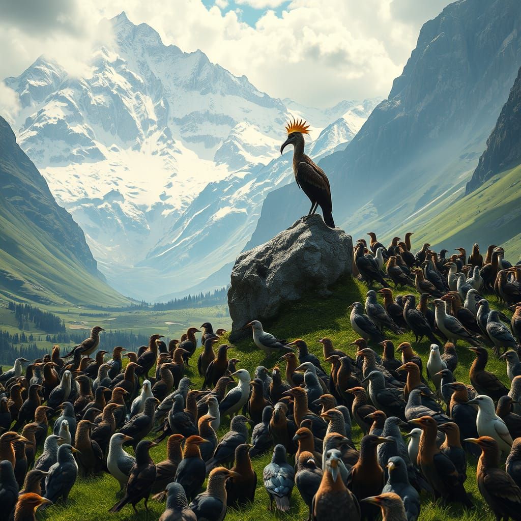 Majestic Bird Assembly in Mountain Valley