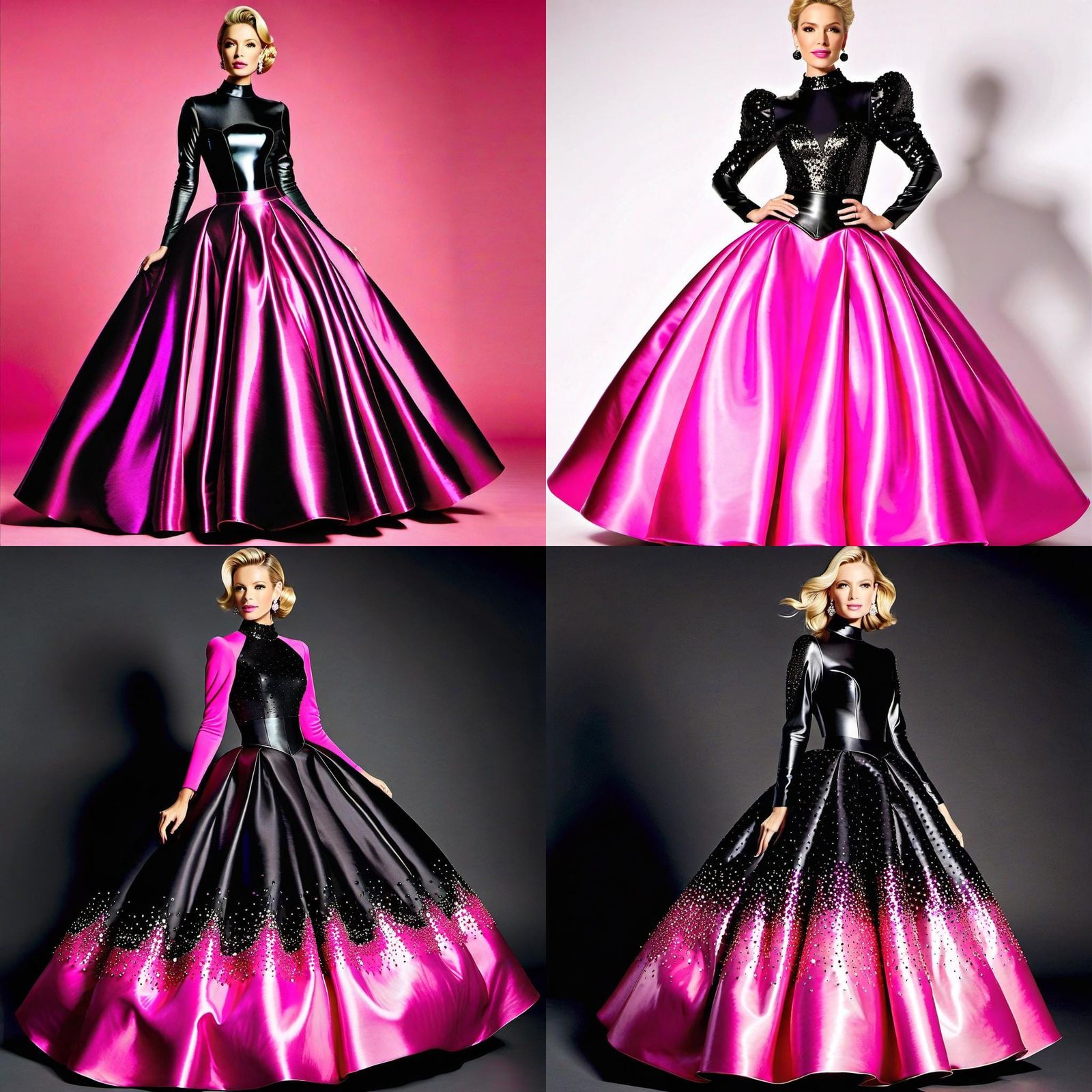 Sparkly Leather Ballgown with Puffed Sleeves