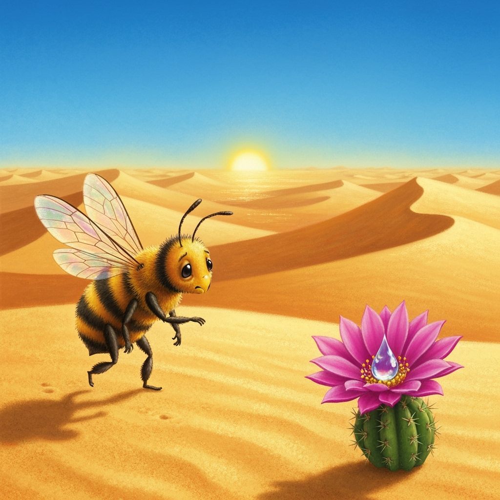 Weary Bee Finds Water in a Sun-Scorched Desert