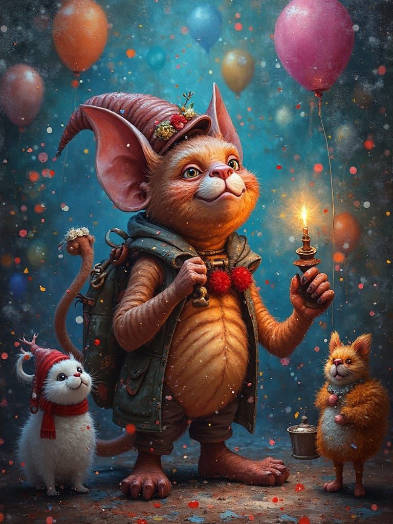 Fantastical Creature Celebrates New Year's Eve in Surreal St...