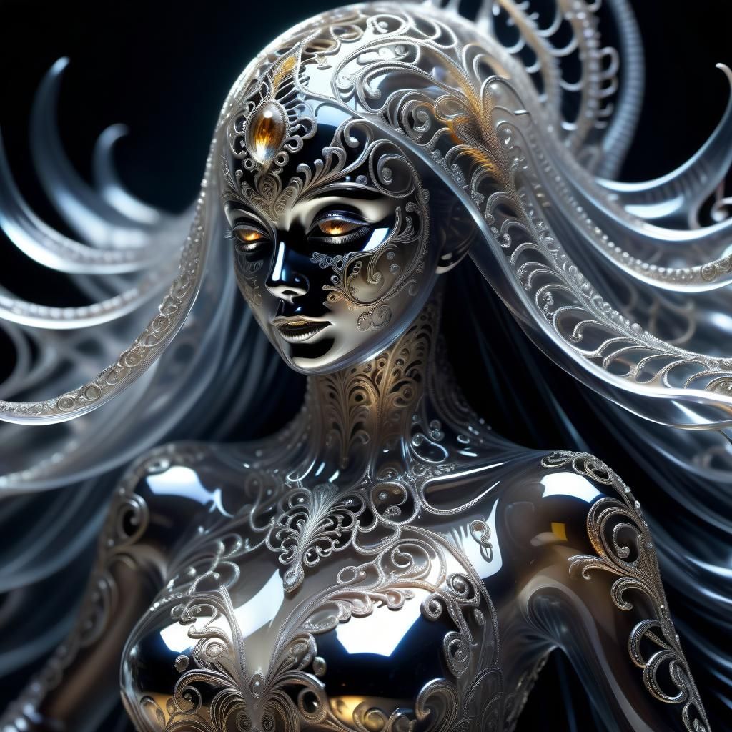 Ferrofluid Ghost Creature in Dramatic Lighting