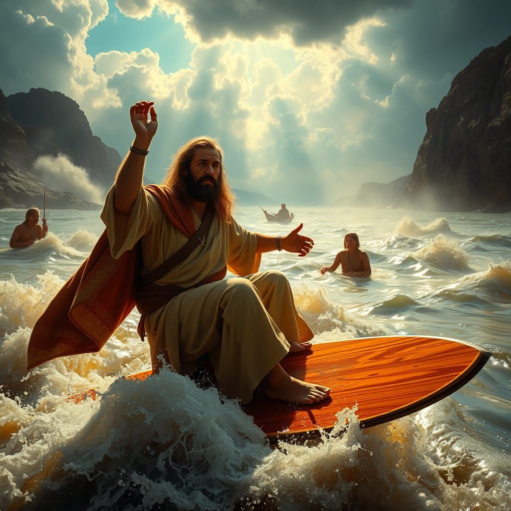 Biblical Noah Rides the Flood in Renaissance Splendor