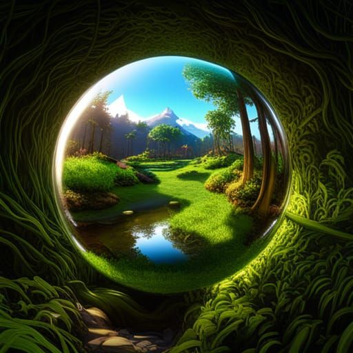 Glass Sphere Creek: Colorful 3D Render