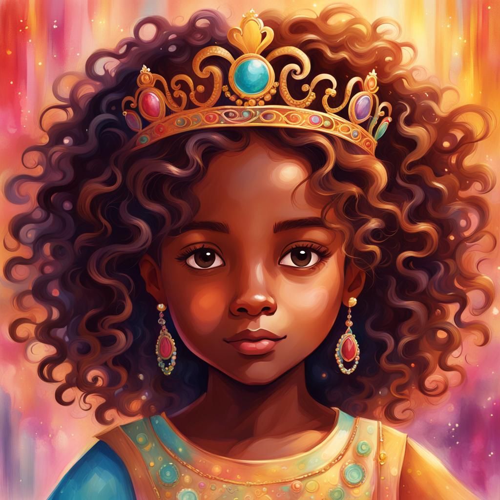 Playful Child with Tiara in Whimsical Illustration