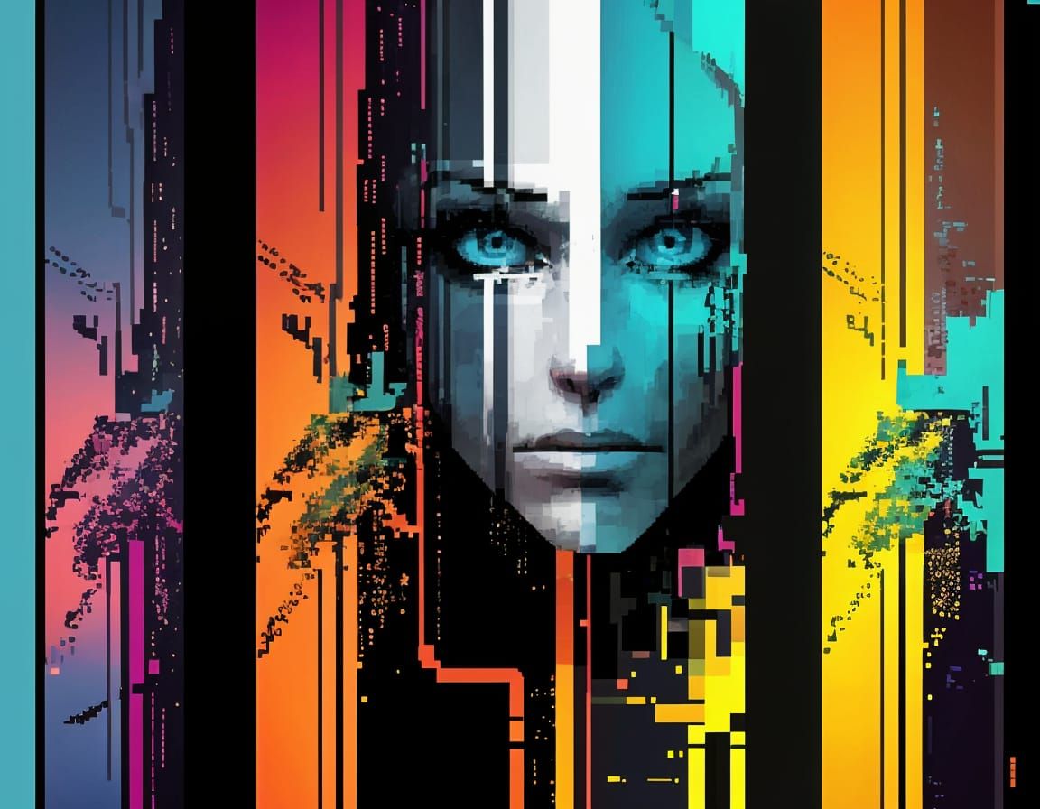 Futuristic Horror in Pixelated Glitch Art