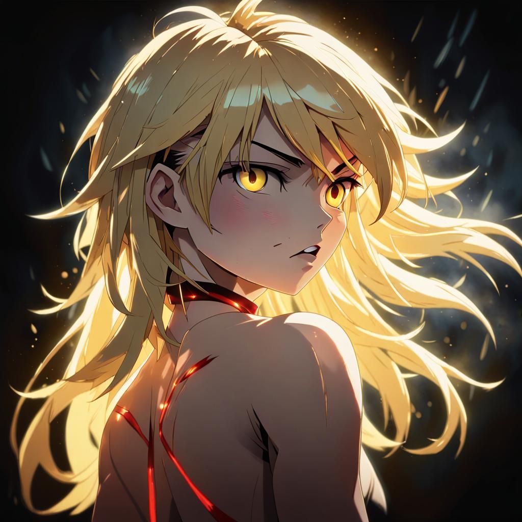 Golden Darkness from To Love Ru, blond, ruthless, looking threatening