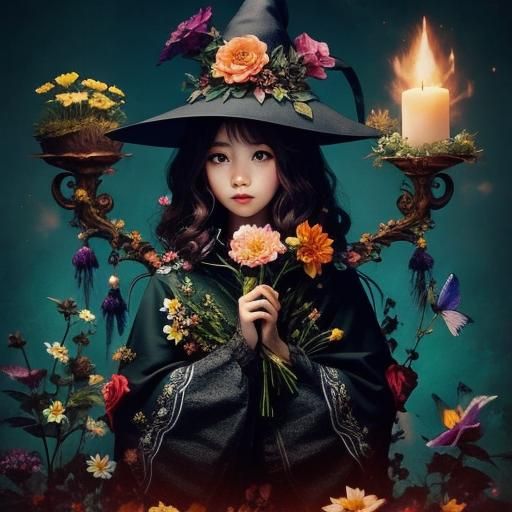 Enchanting Flower Witch Portrait