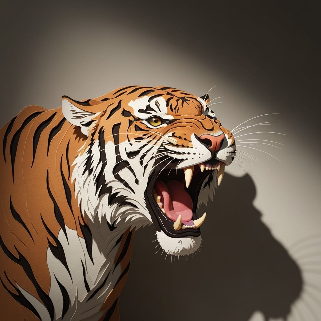 Majestic Tiger in Paper Cut Style
