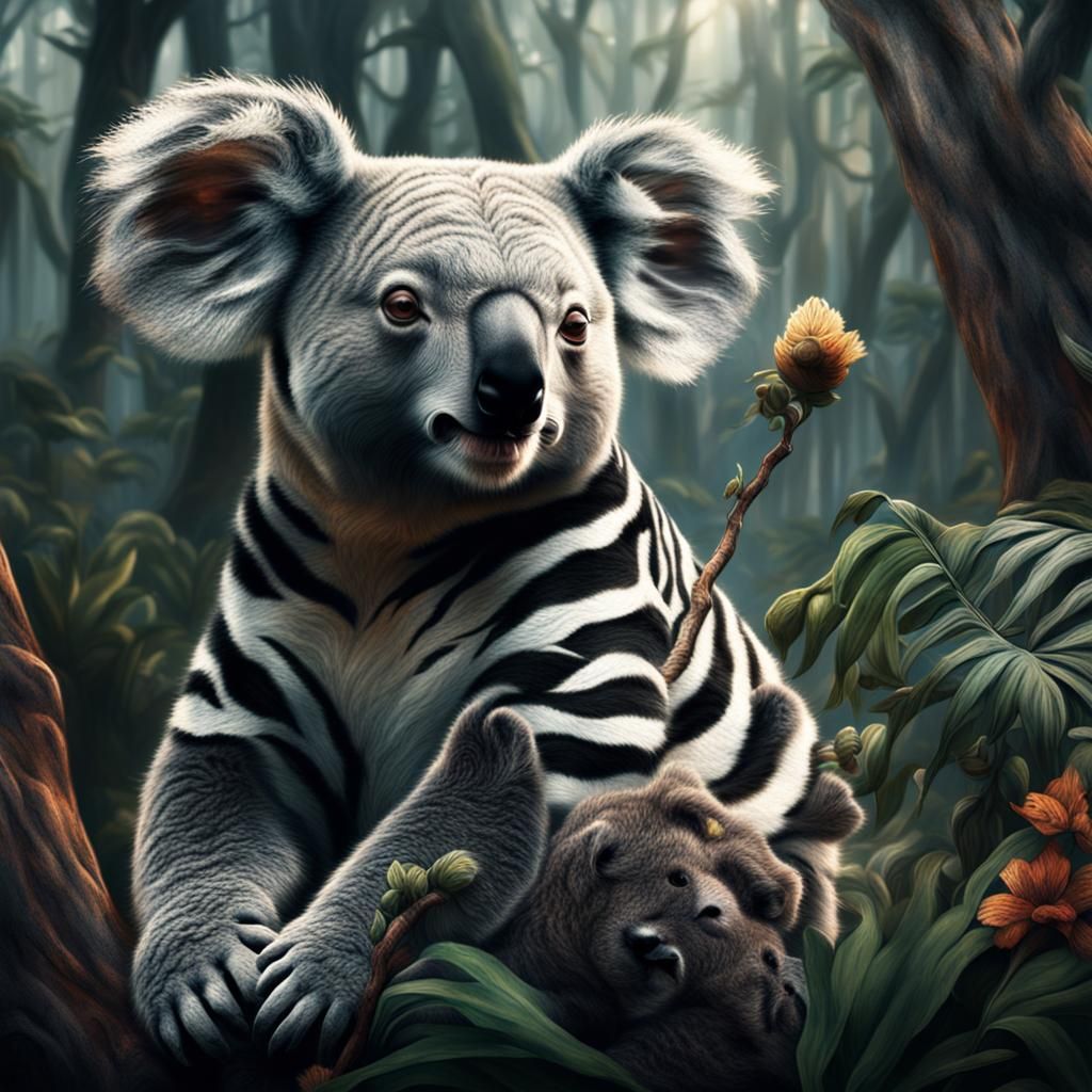 Epic Koala Zebra Hybrid Digital Painting