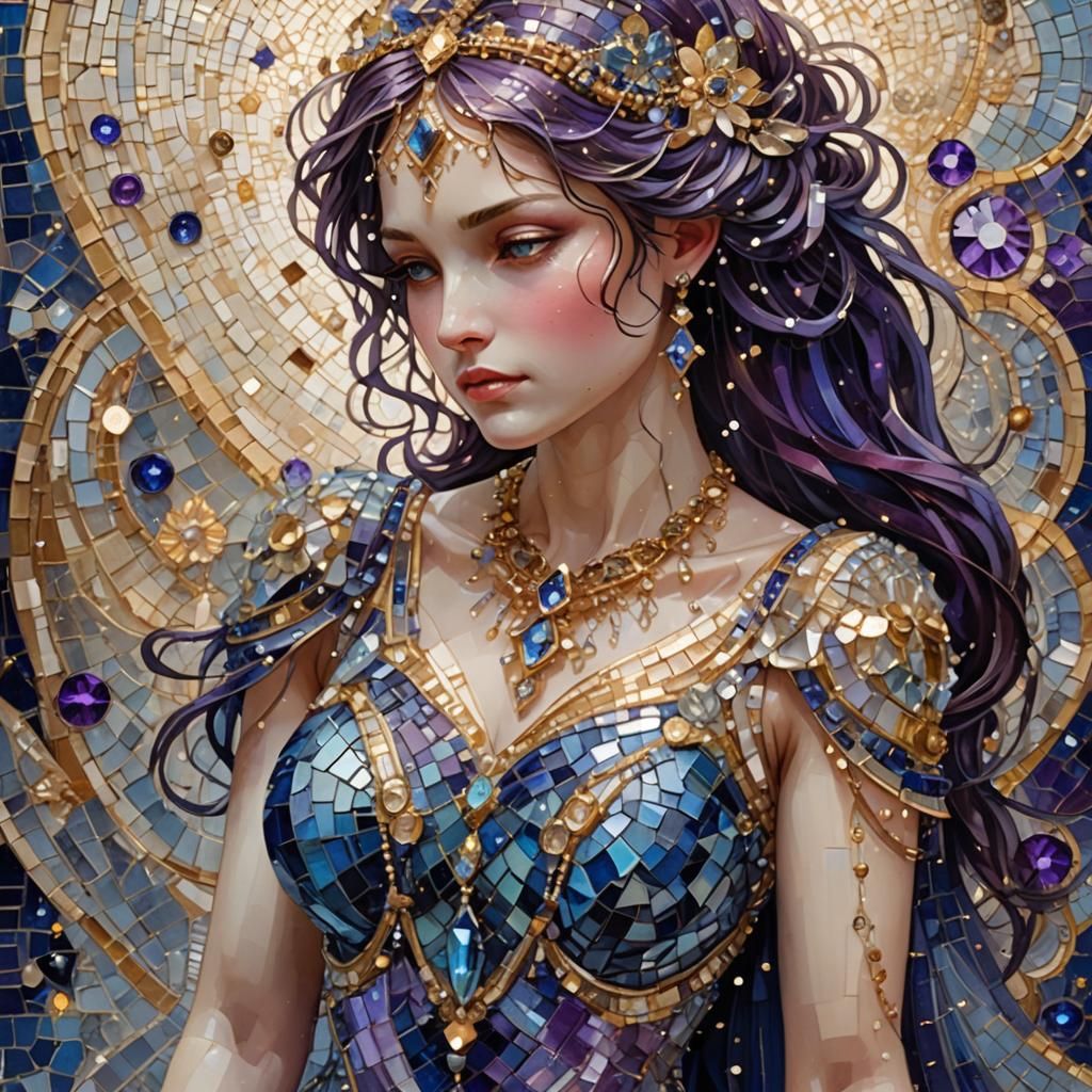 Mythical Mosaic Portrait in High-Fantasy Style