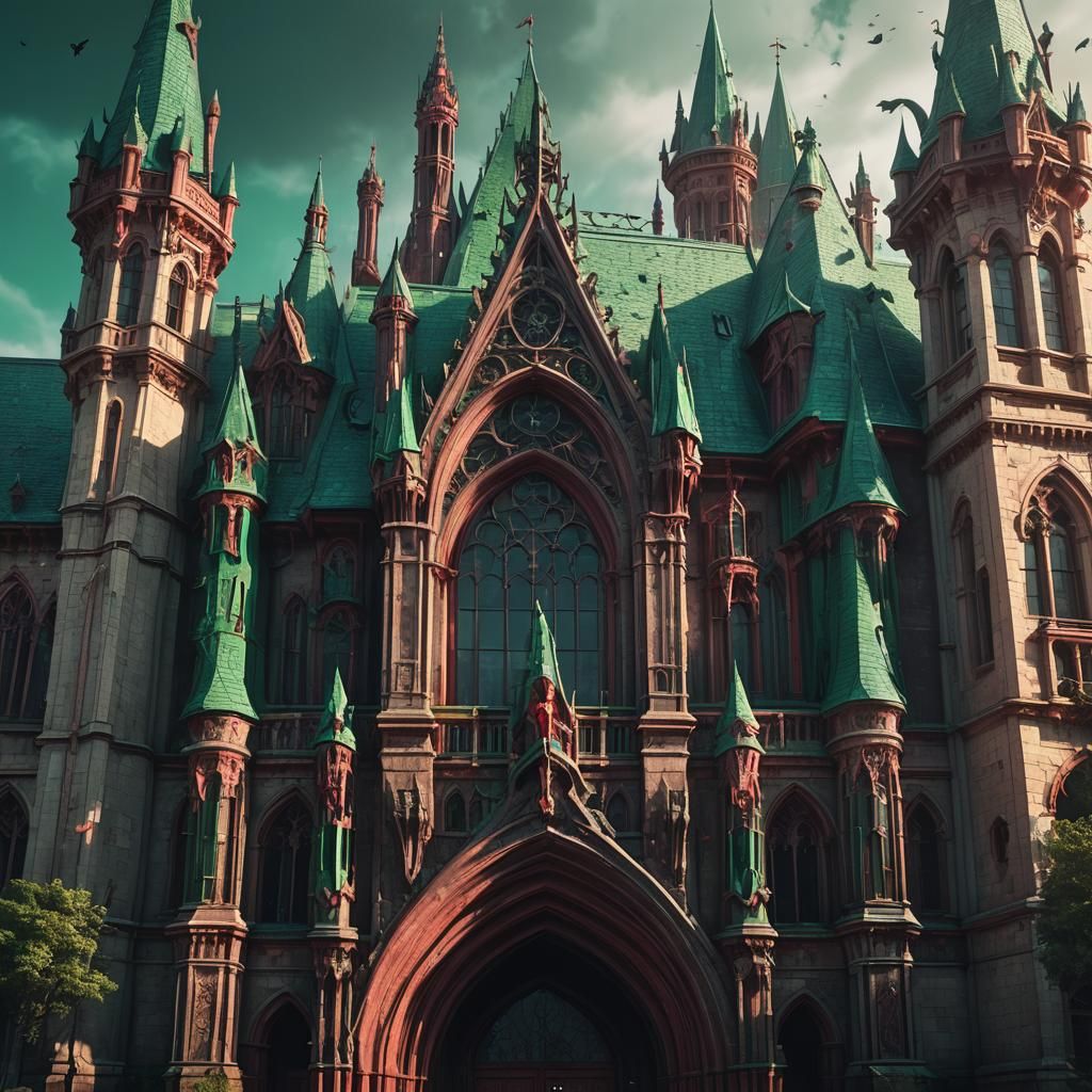 Dark Fantasy School Devouring Students: Eerie Concept Art