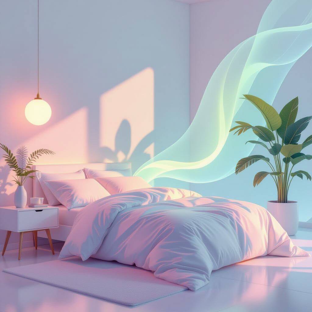 Refreshing Calming Bedroom in Pastel Gradients