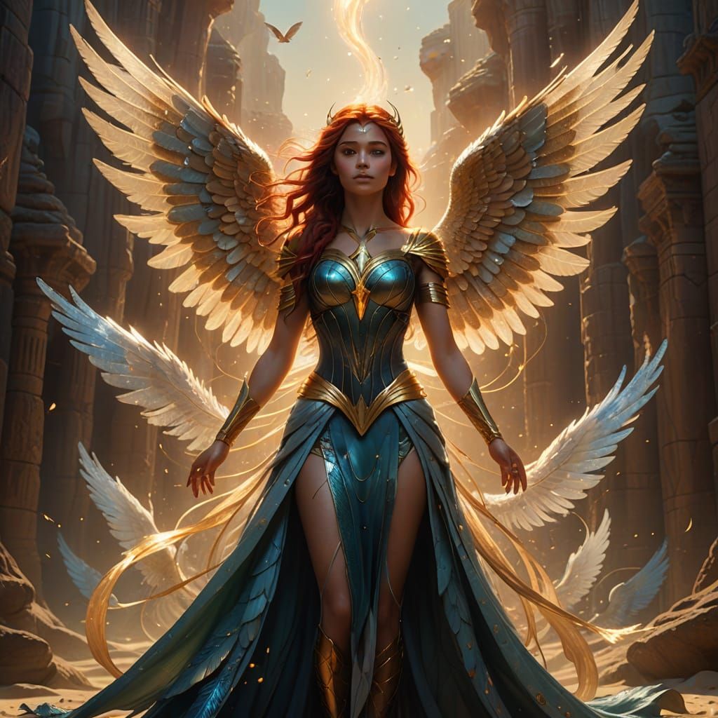 Ariel, Guardian of Living Code, with Crystalline Wings