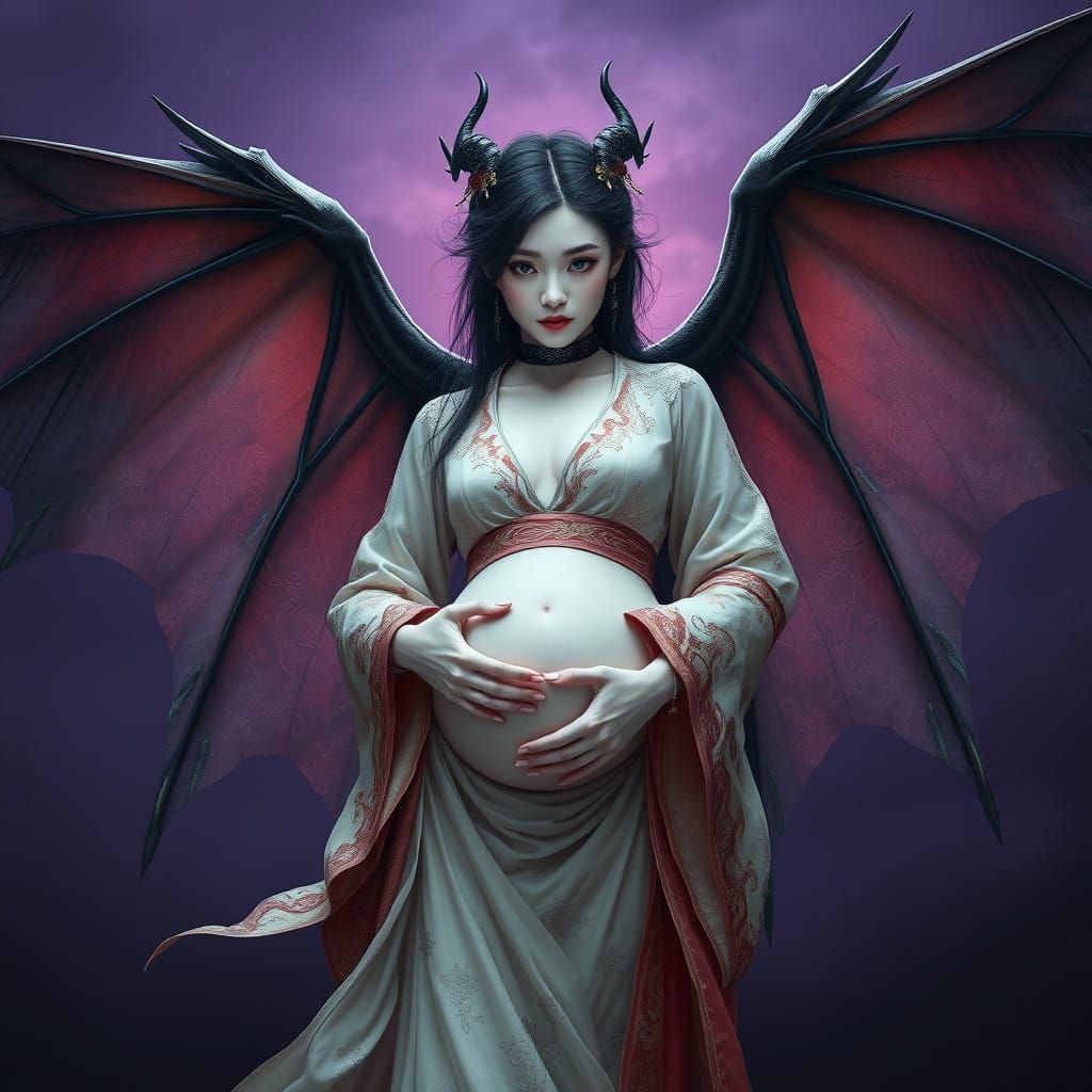 Majestic Vampire Princess Reaches for Chinese Princess's Nec...