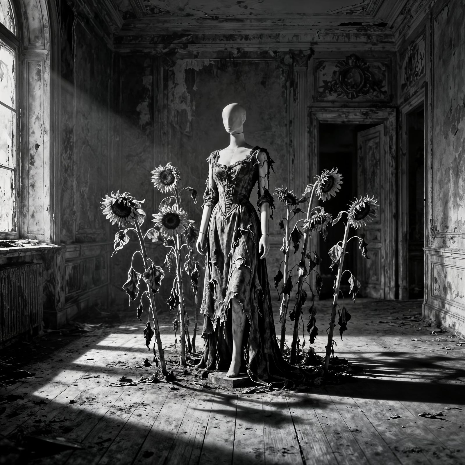 Melancholic Mannequin in Decaying Mansion