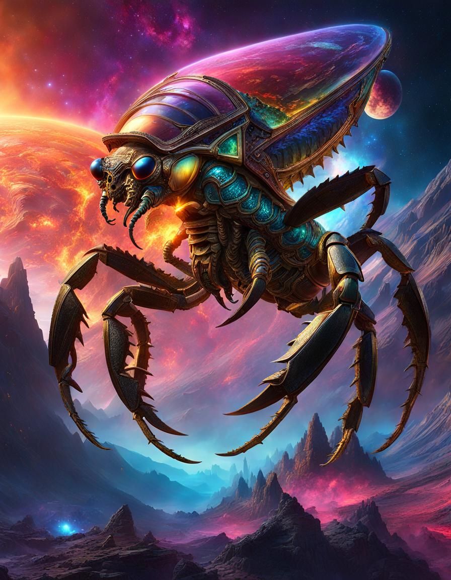 Cosmic Scorpion Alien in Biopunk Style