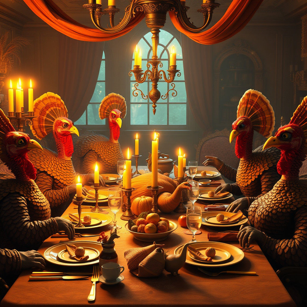 Thanksgiving Feast of Turkey People: Fantasy Concept Art